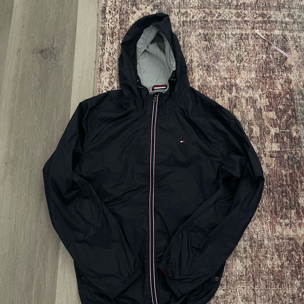 Tommy Hilfiger Black Hooded Raincoat